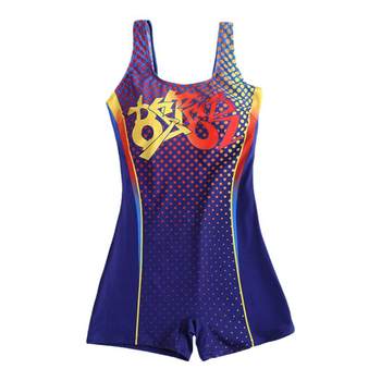 New style boxer one-piece belly-covering racing conservative swimsuit for women