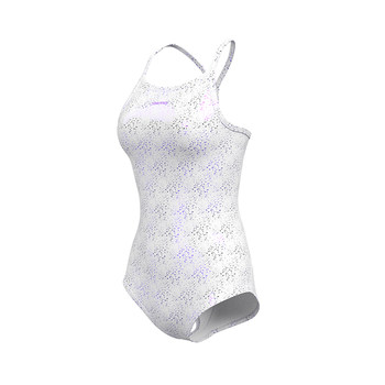 One-piece swimsuit swan hot silver thin shining beautiful back