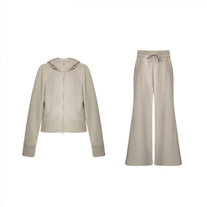 Middletonelulu suite connecting zipper sweater guard pants plus velvet autumn and winter versatile coating children