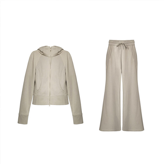 Middletonelulu suite connecting zipper sweater guard pants plus velvet autumn and winter versatile coating children