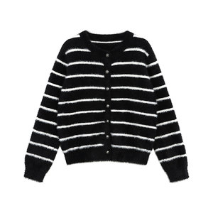 
pusumede cool atmosphere soft imitation mink striped sweater cardigan female temperament knitted jacket top