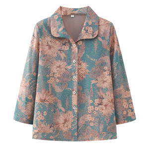 
Yalu middle-aged and elderly summer clothes three-quarter sleeve shirts for women grandma spring and autumn clothes mom thin tops exquisite