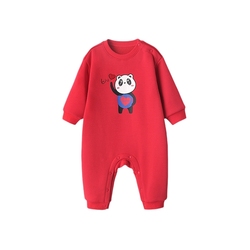 Ying's Parent-child Clothing For A Family Of Three And Four Baby Clothes 2024 New Autumn Clothing Red Velvet New Year's Clothing