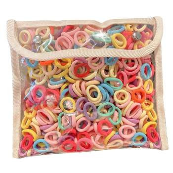 
Cute baby with thumb hair rings and elasticity of rubber bands