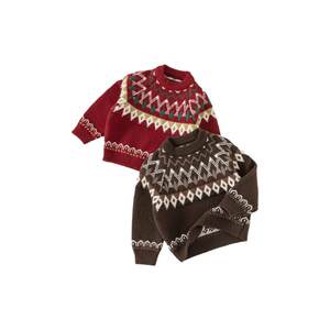 
Red sweater boys Chinese clothes children winter new zipper tops girls knitted sweaters baby children's clothing trendy