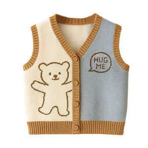 
Boys sweater vest cardigan spring thin baby knitted vest baby outer wear foreign style wool new style