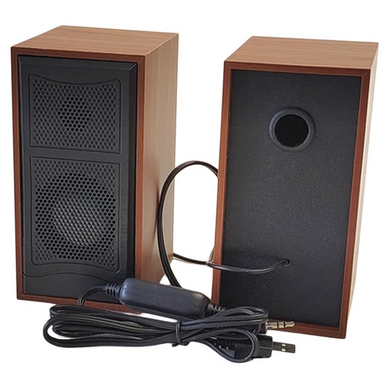 Free shipping on wooden 2.0 home multimedia desktop audio USB active laptop speaker HIFI subwoofer
