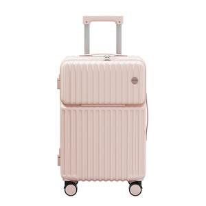 
Silent aluminum frame new front opening suitcase women's trolley case silent universal wheel password box boarding case travel case