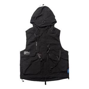 
AOGZ hooded vest for men and women in spring and autumn new functional wind multi-pocket vest outdoor work vest jacket trend