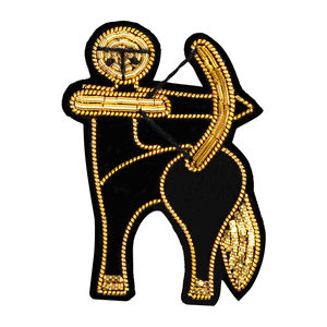 Lingxin made Indian silk handmade embroidery golden twelve zodic brooch badges design exquisite design
