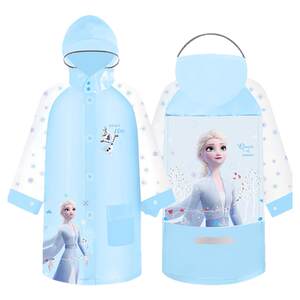 
Disney children's raincoat ice and snow girls raincoat elementary school students raincoat big hat brim school bag EVA tasteless rain poncho