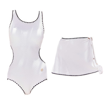 Zhouke black and white split skirt hem one-piece triangular swimsuit