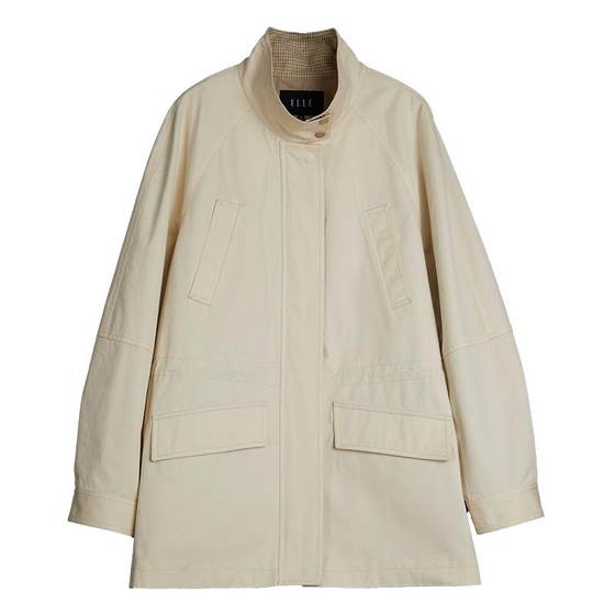 
ELLE French splicing plaid loose windbreaker for women 2025 autumn new design casual commuting fashionable jacket