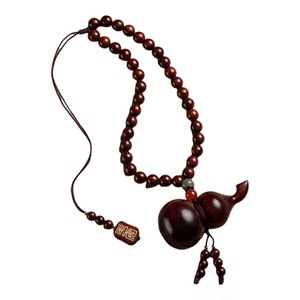 
Sandalwood carved Fulu gourd car pendant 2025 new high-end rearview mirror hanging jewelry car pendant
