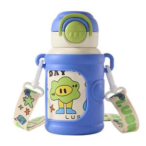 
Children's thermos cup, baby straw cup, small month-old learning cup, infant and toddler 316 stainless steel double drinking cup