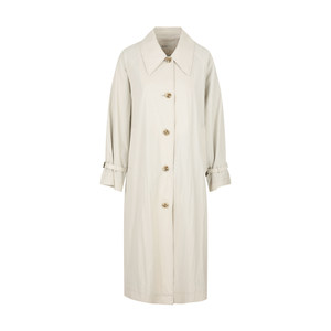 
BLUEerror paper-like loose stand collar temperament white long windbreaker for women's waist-hugging loose French jacket early autumn