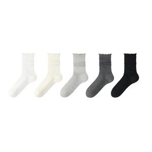
Lace pile socks for women, spring and summer thin mid-calf socks with small leather shoes, light and boneless postpartum mesh cotton socks