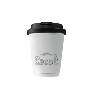 Cliton coffee cup disposable milk tea cup paper cup with cup lid double hollow coffee cup office water cup