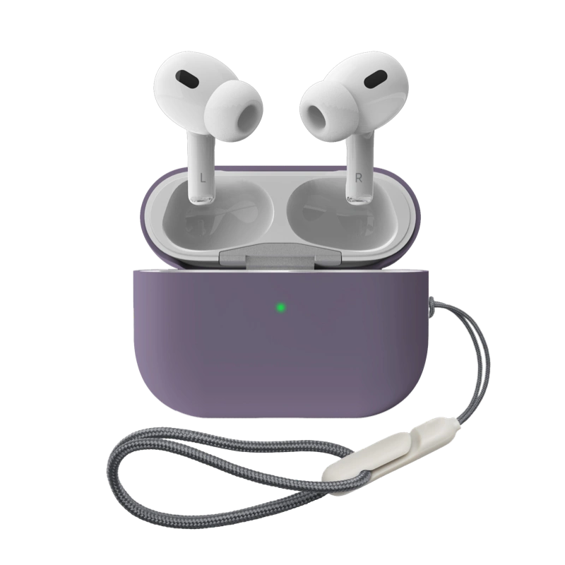 airpodspro2保護套AirPods Pro2代保護套適用蘋果無線耳機airpodspro2保護殼耳機套充電矽膠掛繩暗紫色usb-c-Taobao