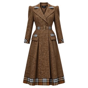 
British style woolen coat for women 2026 winter new style mid-length plaid waist slimming wool coat