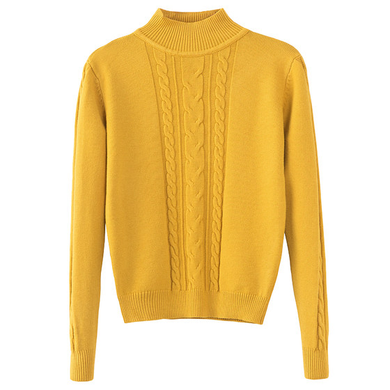 
Half turtleneck sweater for women autumn and winter short slim fit thickened mid-collar top for small people with knitted bottoming shirt