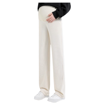 Maternity pants for outer wear in autumn and winter, thickened loose casual knitted wide-leg pants, large size straight floor-length trousers for autumn
