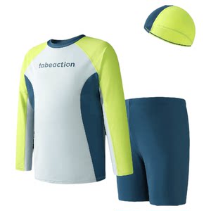 [Island-level UPF sun protection] Fat boy swimsuit medium big boy children long-sleeved split swimsuit male teenager