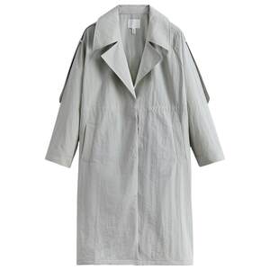 
HM women's windbreaker, comfortable, thin, long waisted lapel collar nylon jacket 1000017