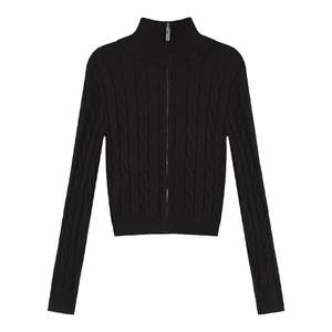 
pusumede grey turtleneck zipper sweater for women in autumn and winter slim slim short knitted cardigan top