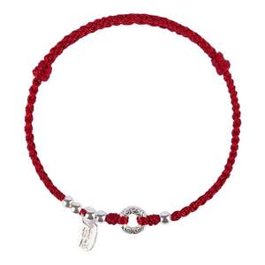 
Anklet women's sterling silver 2026 new fashion zodiac year braided thin red bracelet 925 safety buckle simple red rope bracelet