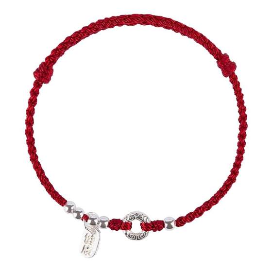 
Anklet women's sterling silver 2026 new fashion zodiac year braided thin red bracelet 925 safety buckle simple red rope bracelet