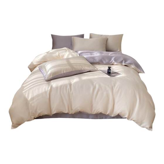 
Ice silk four-piece summer bed sheet summer cool quilt cover dormitory three-piece bedding set 2026 new non-Tencel