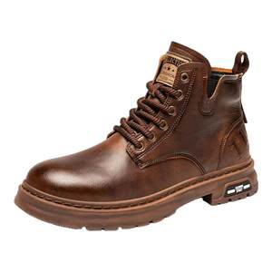 
Huizhou Martin boots men's British style spring and autumn retro genuine leather men's high-top leather shoes spring thick-soled mid-top work boots