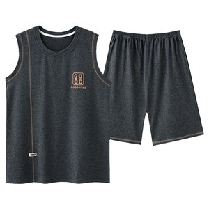 
Langsha 2026 New Pajamas Men's Summer Vest Sleeveless Shorts Pure Cotton Home Clothes Youth Large Size Suit