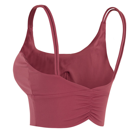 
Fitness girl's high-end pleated sports underwear, thin straps, beautiful back, yoga vest, shock-proof gathering Pilates bra