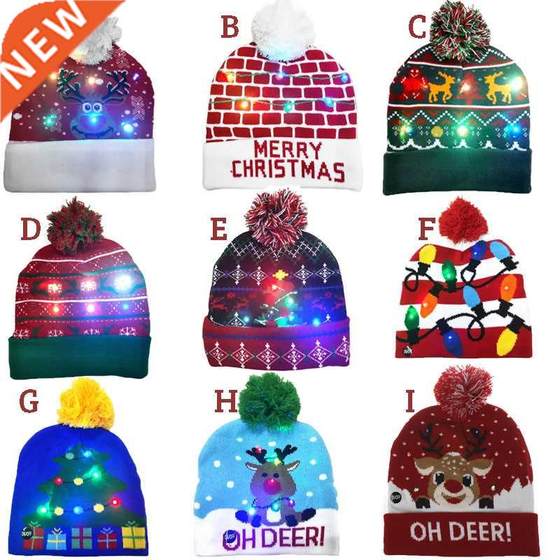 2022 New Year LED Knitted Christmas Hat Beanie Light Up Illu