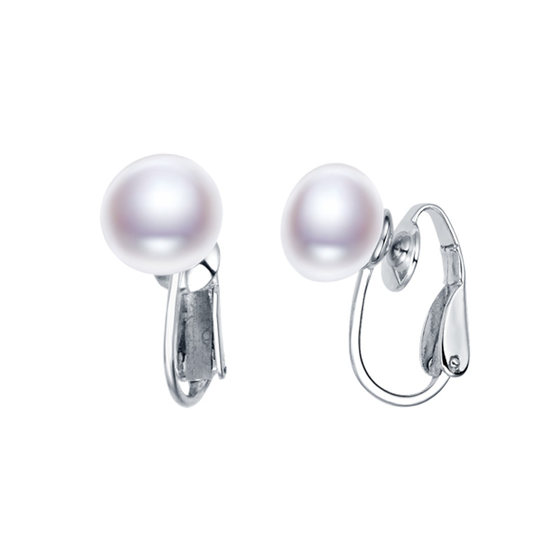
Jingrun Pearl Songan 925 Silver Freshwater Pearl Ear Clip 9-10mm Steamed Bun Shape Non-pierced Earrings Versatile Women P