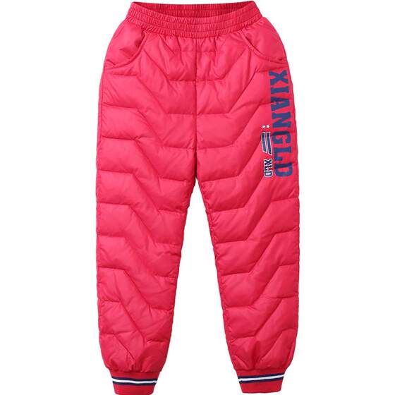 
Elephant boy's down pants liner thin loose boy in autumn and winter medium and large children thickened inside to keep warm