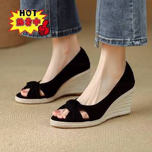 
Handmade super fairy shoes fashion sandals wedge fashion warm style 2026 spring high heel fish mouth sandals ~7.5cm