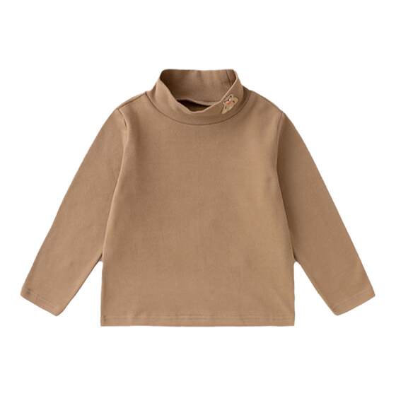 
Dudu baby solid color half turtleneck bottoming shirt winter children's long-sleeved T-shirt winter style boys and girls winter clothing trendy