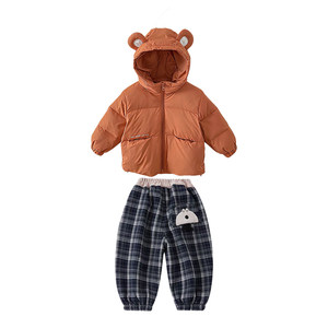 
Baby boy suit, winter baby clothes, warm outing, winter clothing, small month old down jacket, jacket and pants two-piece set