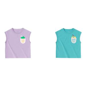 
Baby sleeveless T-shirt summer pure cotton children solid color vest summer boy top casual girl vest summer suit