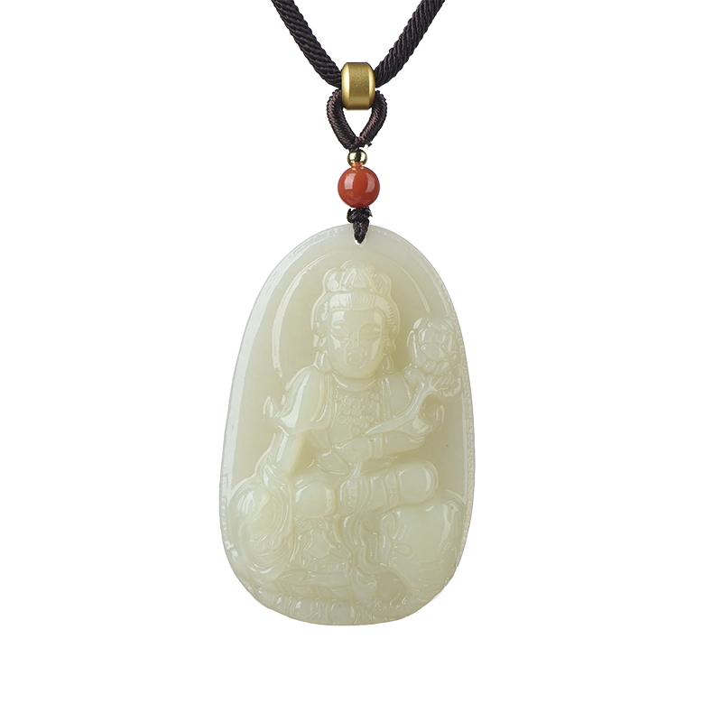 【鑑別書付き本物】和田白玉 観音菩薩座像 仏像 佩玉 根付牌子 和田玉ペンダント 天然和田玉白玉 足金鑲玉 精工雕刻觀音仏像 御守り ネックレス