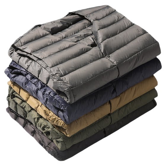 
Yalu 2025 new men's collarless down vest V-neck thin down jacket thermal wear large size vest