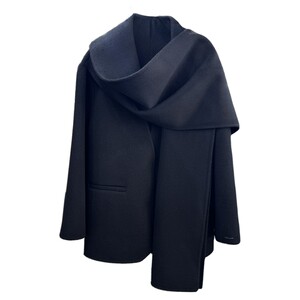 
Black scarf double-sided wool coat women's short 2025 autumn and winter new Korean style fashionable woolen coat