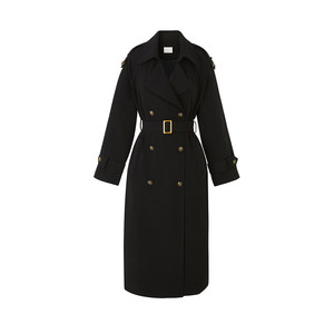 Trench coat for women 2025 new autumn clothes, slim temperament, high-end and fashionable black mid-length huge and beautiful jacket
