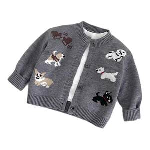 
Children's knitted sweater cardigan boys and girls cartoon baby spring and autumn new fashionable cute top coat