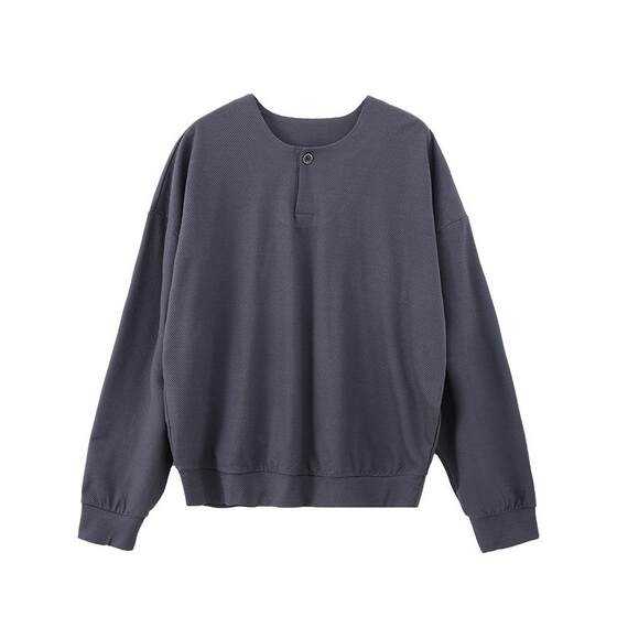 
Zone 4 Old money style long-sleeved T-shirt for men 2026 new high-end Henry collar spring loose casual top