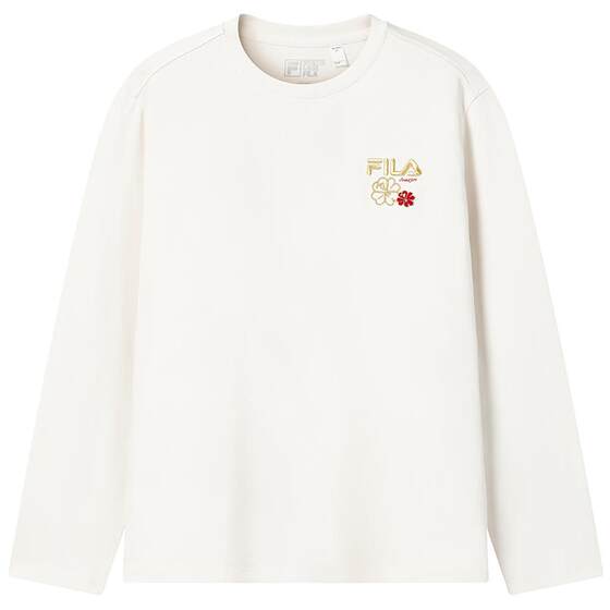 
Take off immediately FILA men's and women's long-sleeved T-shirt 2026 spring new couple Begonia flower red New Year's long T-shirt