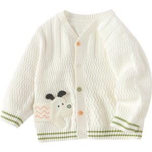Balabala baby sweater jacket baby white cardigan sweater spring and autumn new style boy and girl fashionable